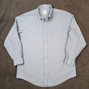 Brooks Brothers Dress Shirt Mens 16 1/2 4/5 Blue Stripe Regular Fit‎ Non-Iron